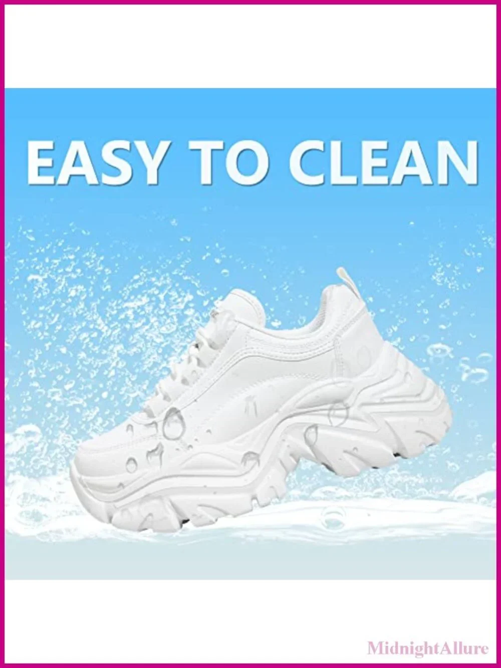 Chunky Platform Sneakers for Women Faux Leather Memory Foam Casual Athletic